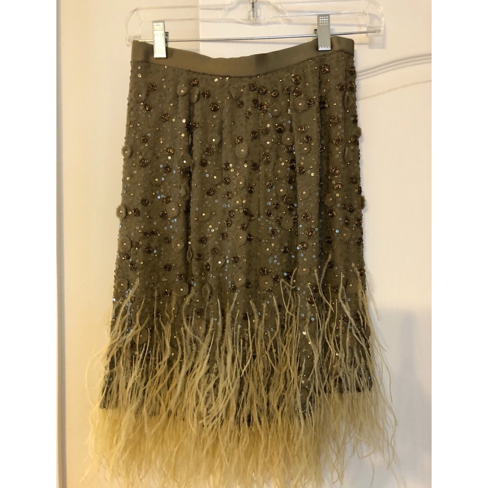 Bill Blass Sea-foam Green Shag Sequin Skirt